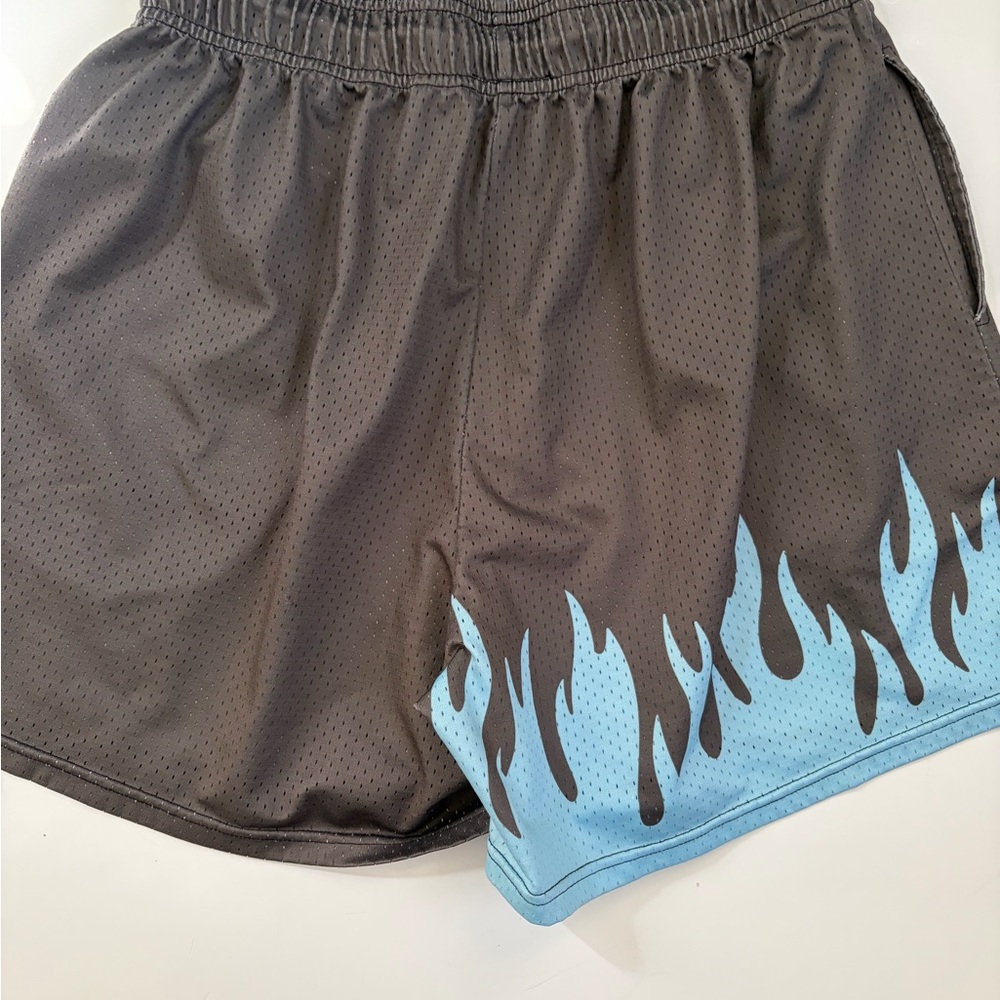 Bystanders Graphic Mesh Shorts Streetwear Flames “Your Soul Is Mine” Size XL - Picture 4 of 7